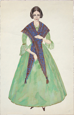 Кельберер Борис Алексеевич. Портрет актрисы в зеленом платье